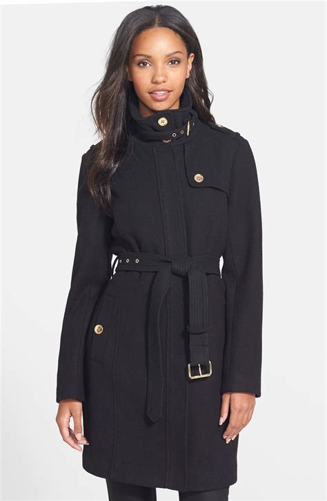 stand collar wool blend trench coat michael kors|Michael Kors Collection Wool Trench Coat .